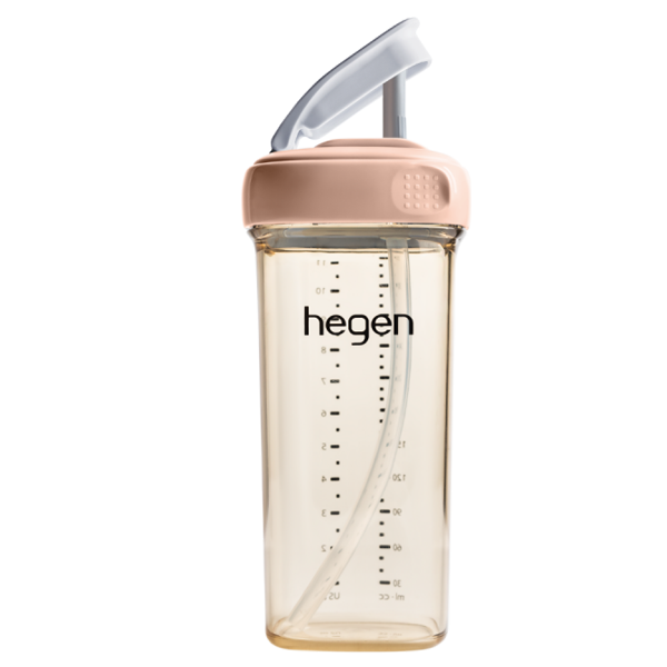Bình tập uống Hegen Straw cup PPSU 330ml màu hồng