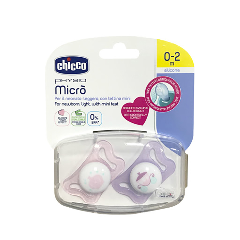 Bộ 2 ty ngậm chuyên biệt cho trẻ sơ sinh chicco Micro Công Chúa Nhí