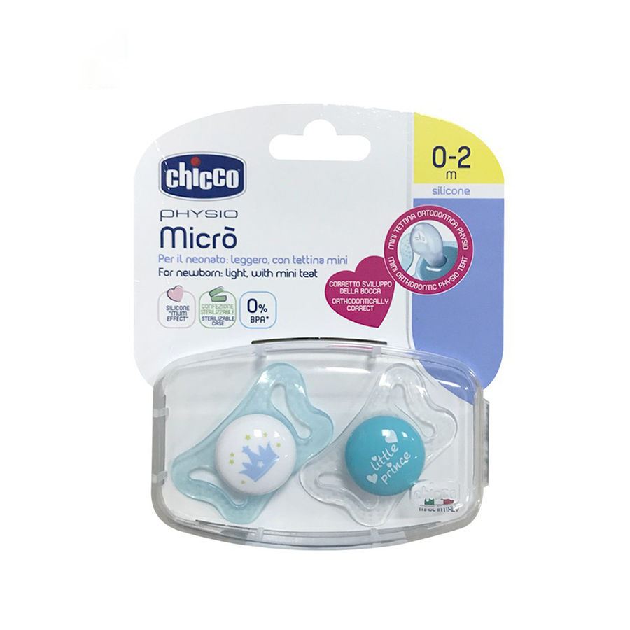 Bộ 2 ty ngậm chuyên biệt cho trẻ sơ sinh chicco Micro Hoàng Tử Bé