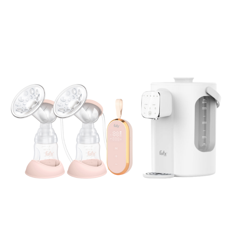Combo Máy Hút Sữa Điện Đôi Fatzbaby Resonance 5 + Máy Đun Và Hâm Nước Pha Sữa Thông Minh Tiện Lợi Fatzbaby Smart 11 Plus