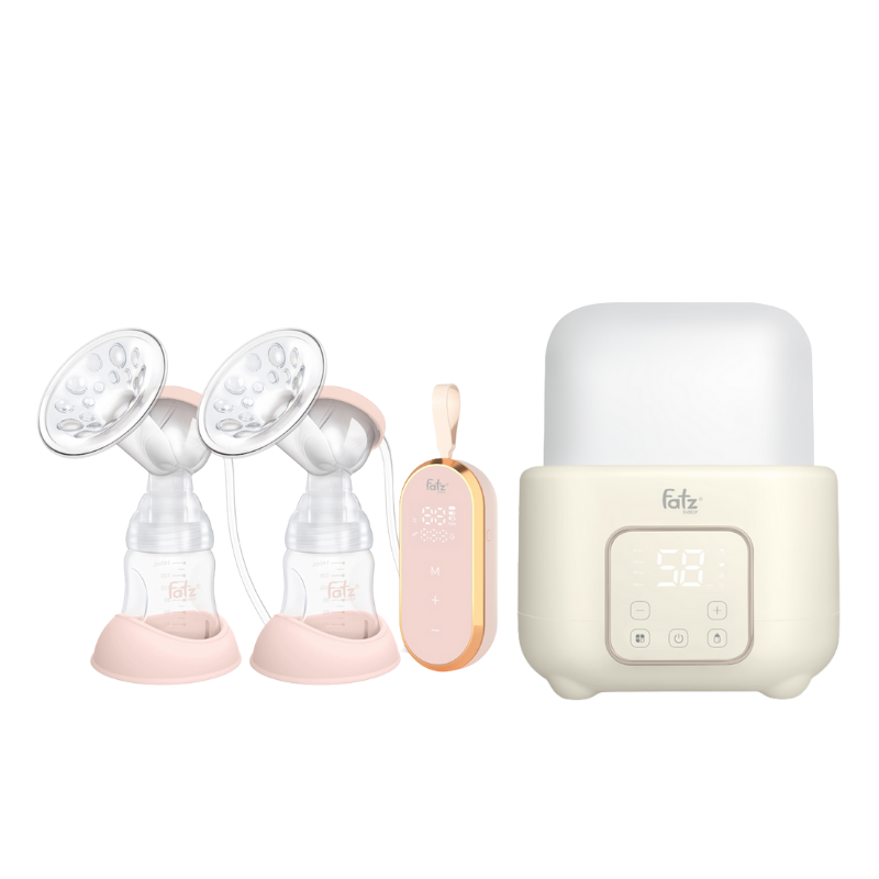 Combo Máy Hút Sữa Điện Đôi Fatzbaby Resonance 5 + Máy Hâm Sữa Và Tiệt Trùng Điện Tử 2 Bình Fatzbaby Duo 10