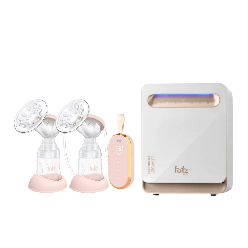 Combo Máy Hút Sữa Điện Đôi Fatzbaby Resonance 5 + Máy Tiệt Trùng Sấy Khô Fatzbaby UVC LED King 2 Plus