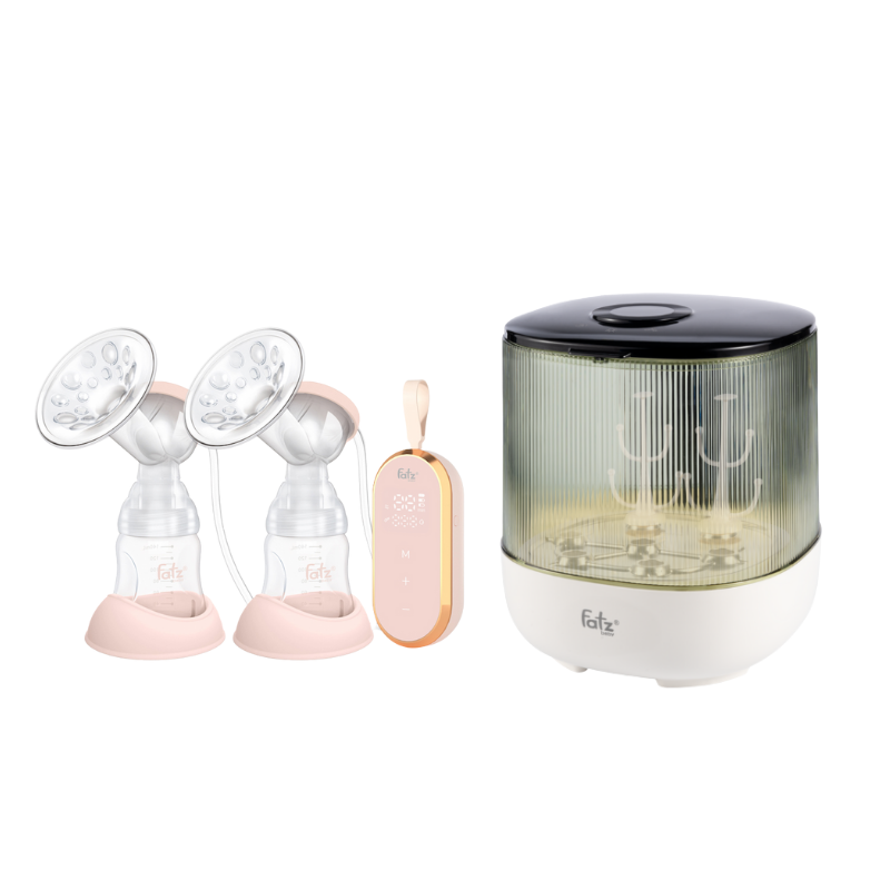 Combo Máy Hút Sữa Điện Đôi Fatzbaby Resonance 5 + Máy Úp Bình Sữa, Bát Đĩa, Tiệt Trùng UVC, Sấy Khô & Bảo Quản Fatzbaby Tidy 7