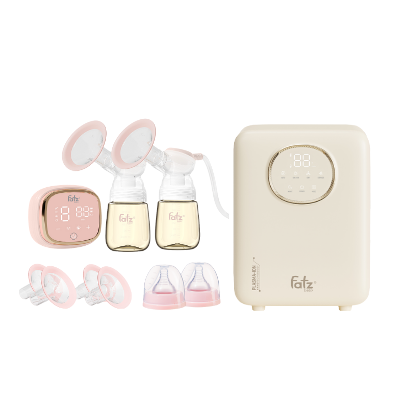 Combo Máy Hút Sữa Điện Đôi - Fatzbaby Resonance 6+ Plus + Máy Tiệt Trùng Sấy Khô Khử Mùi UVC-LED Công Nghệ Nano Plasma Ion Fatzbaby PLASMAX 11