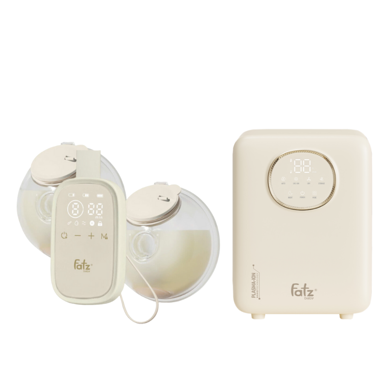 Combo Máy Hút Sữa Điện Đôi Rảnh Tay Fatzbaby TwinFree 5 + Máy Tiệt Trùng Sấy Khô Khử Mùi UVC-LED Công Nghệ Nano Plasma Ion Fatzbaby PLASMAX 11