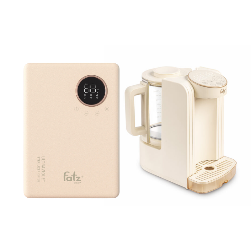 Combo Máy tiệt trùng sấy khô UVC - LED Fatzbaby King 2 + Máy Đun Và Hâm Nước Pha Sữa Thông Minh Tiện Lợi Fatzbaby Smart 8 Plus