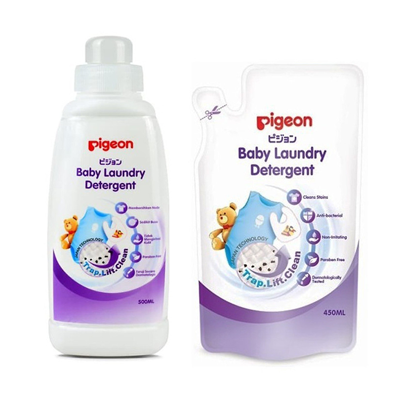 COMBO nước giặt quần áo trẻ em Pigeon ECO chai 500ml và túi 450ml