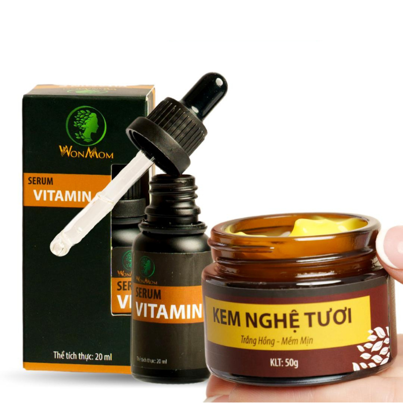 Combo Serum Và Kem Nghệ Tươi Trị Thâm Dưỡng Trắng Cho Mẹ Wonmom