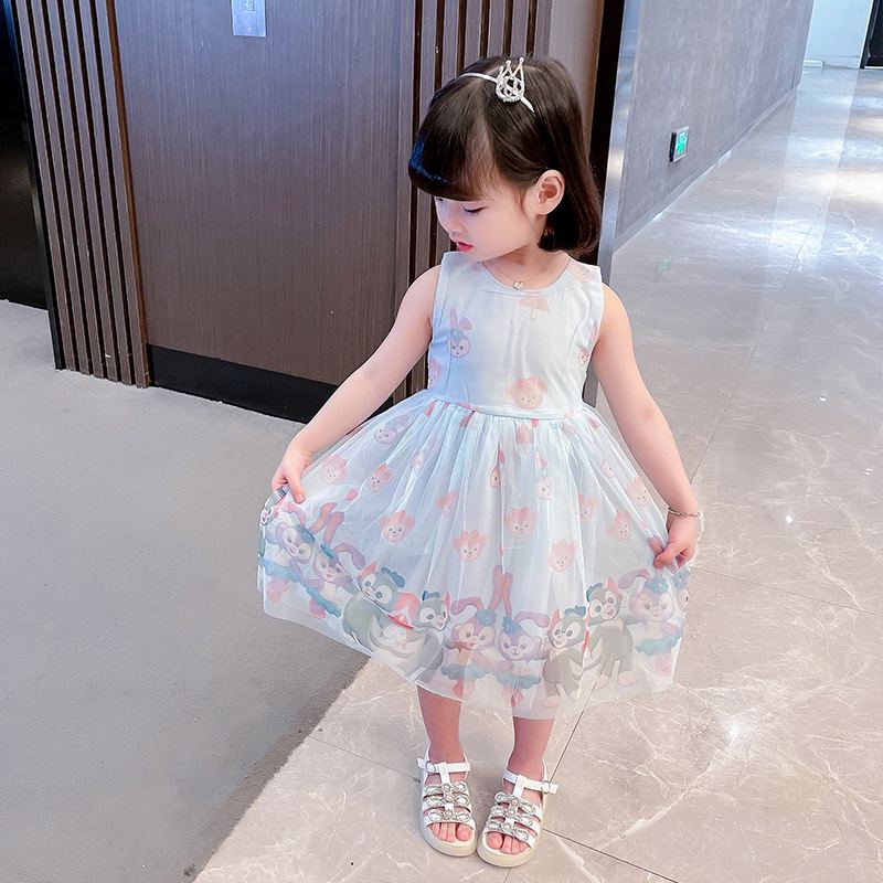 DV538 - Đầm Cộc Tay Cho Bé Thỏ Xinh - Màu Xanh