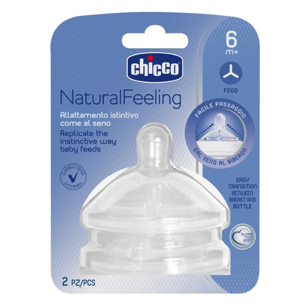 Hai núm ty thay Natural Feeling ăn đặc Chicco 6M+