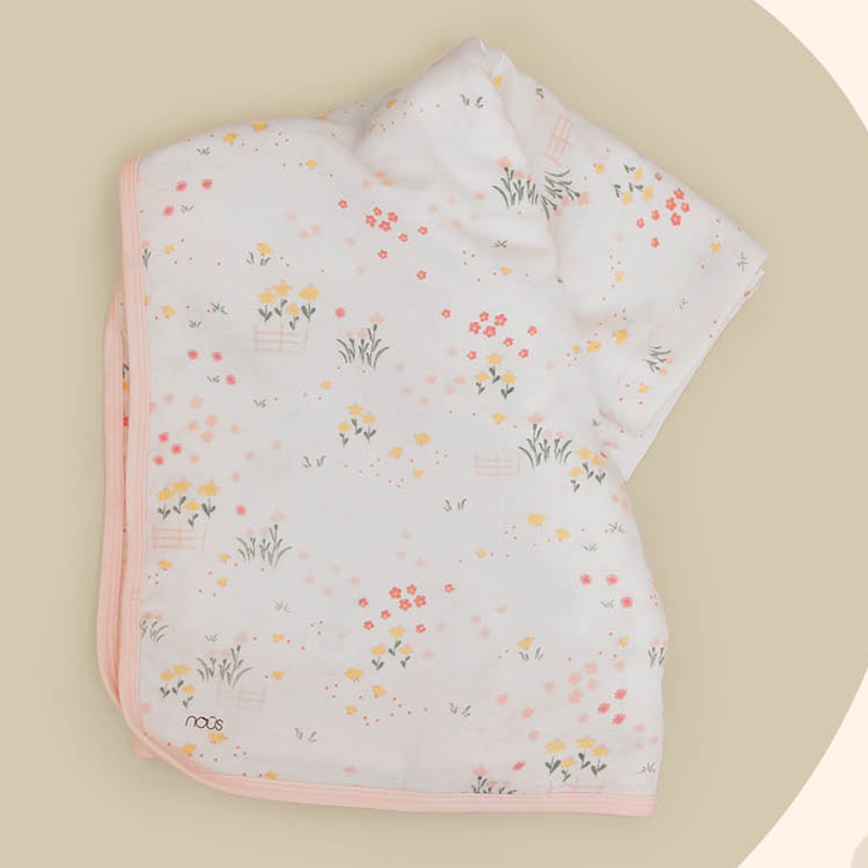 Khăn 1 lớp cotton Nous họa tiết vườn hoa