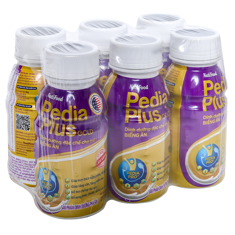 Sữa bột pha sẵn Pedia Plus Gold 237ml (trẻ từ 1 tuổi trở lên) - Lốc 6 chai