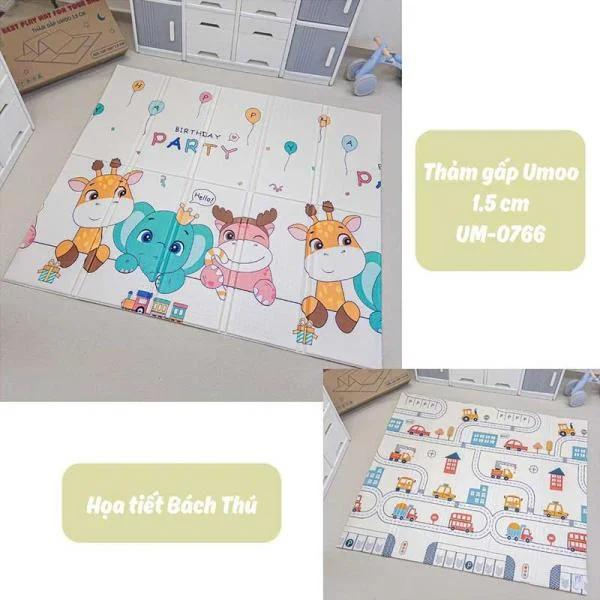 Thảm Gấp Umoo 1.5cm UM-0766 Họa Tiết Bách Thú (1m8x2m)