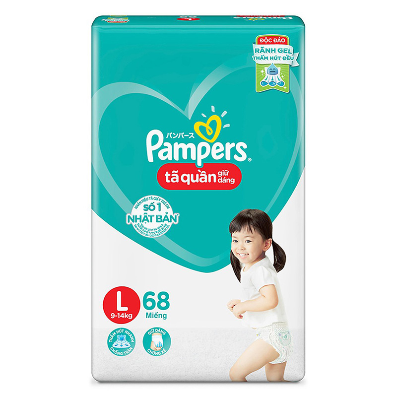 Bỉm - Tã quần Pampers SJ size L 68 miếng (Bé 9-14kg)