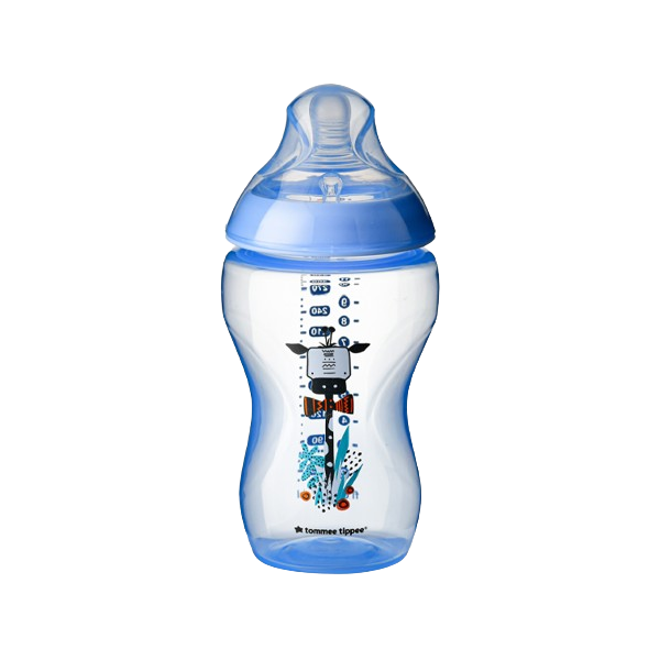 Bình Sữa Ty Siêu Mềm Tự Nhiên Tommee Tippee Closer To Nature 340ml, Núm Ty Đi Kèm 3-6 Tháng – Xanh Dương