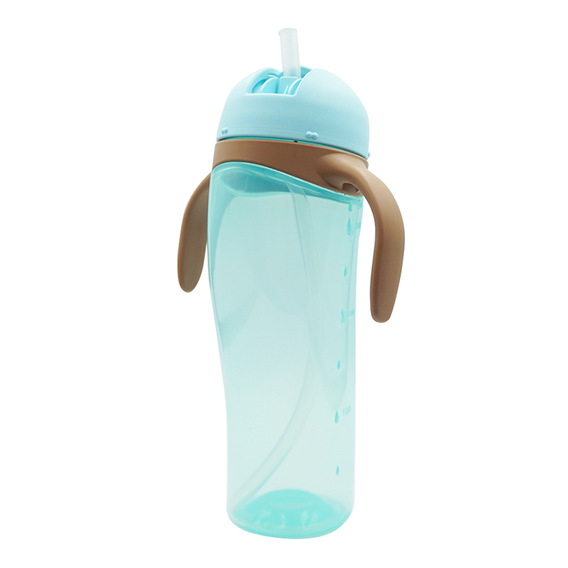 Bình uống nước Pigeon tay cầm có ống hút 330ml - Màu xanh