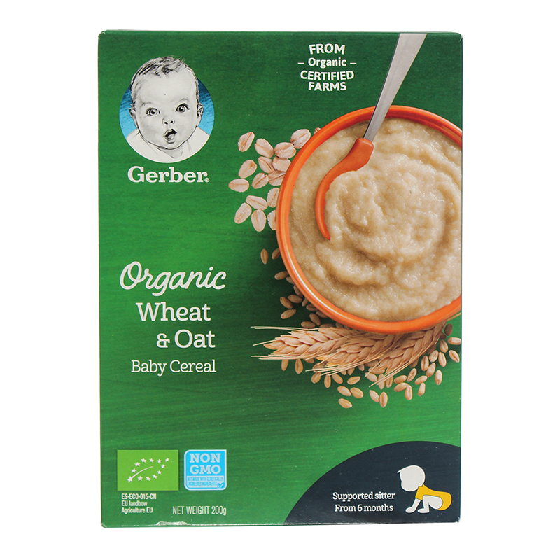 Bột ăn dặm Gerber Organic lúa mì yến mạch 200g (Từ 6 tháng)