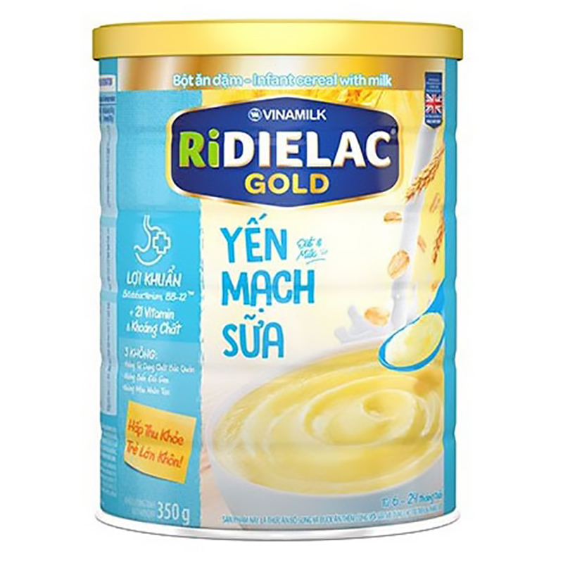 Bột ăn dặm Ridielac Gold yến mạch sữa - Hộp thiếc 350g