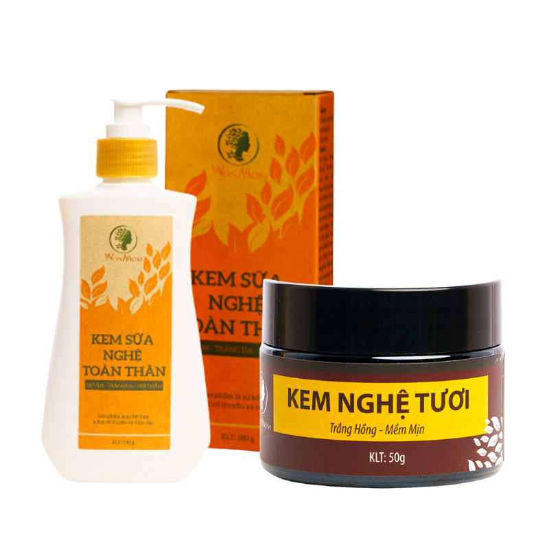 Combo Dưỡng Trắng Da Mặt Và Body Từ Nghệ Wonmom