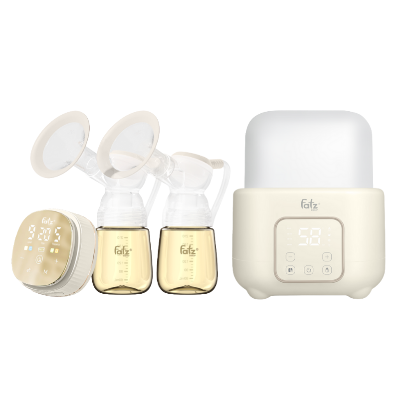 Combo Máy Hút Sữa Điện Đôi Fatzbaby Resonance 12 Plus +  Máy Hâm Sữa Và Tiệt Trùng Điện Tử 2 Bình Fatzbaby Duo 10