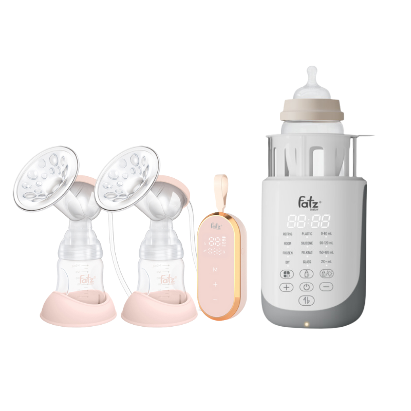 Combo Máy Hút Sữa Điện Đôi Fatzbaby Resonance 5 + Máy Hâm Sữa Siêu Tốc Thông Minh Fatzbaby Mono 17