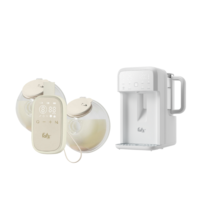 Combo Máy Hút Sữa Điện Đôi Rảnh Tay Fatzbaby TwinFree 5 + Máy Đun Và Hâm Nước Pha Sữa Thông Minh Tiện Lợi Fatzbaby Smart 10 Plus