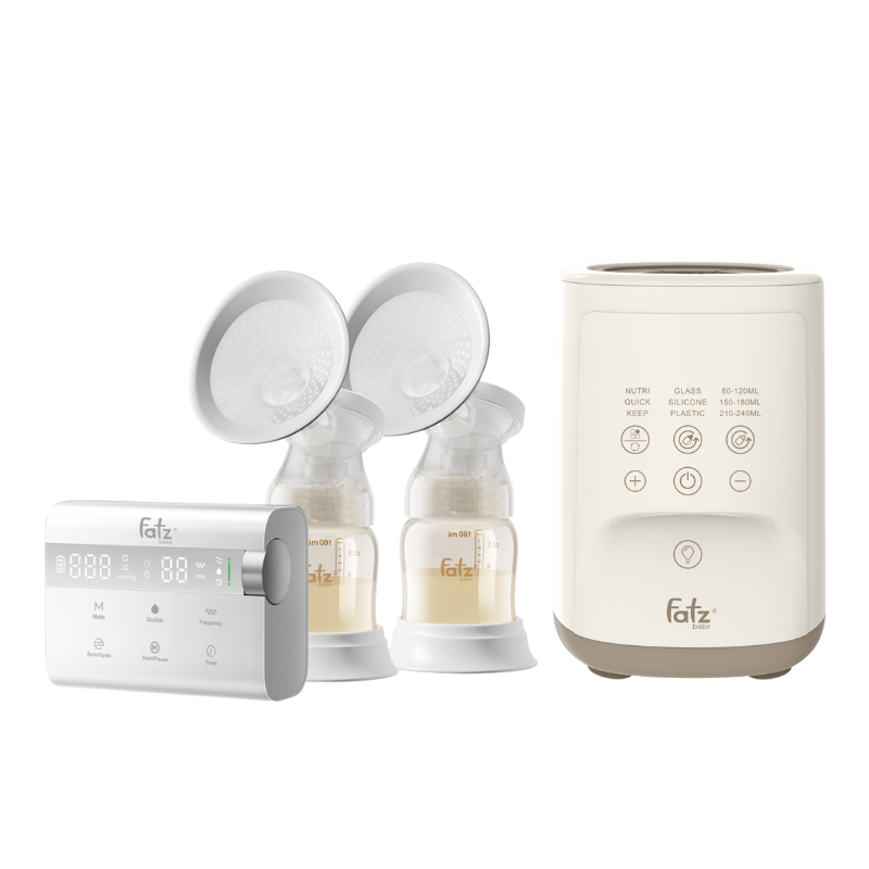 Combo Máy Hút Sữa Điện Đôi Rung Mát Xa Fatzbaby Resonance 14 Plus + Máy Hâm Sữa Và Lắc Sữa Thông Minh Fatzbaby Mono 16 Plus