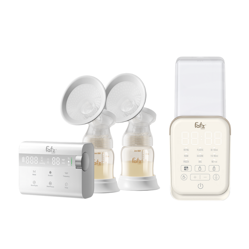 Combo Máy Hút Sữa Điện Đôi Rung Mát Xa Fatzbaby Resonance 14 Plus + Máy Hâm Sữa Và Tiệt Trùng Fatzbaby Mono 14