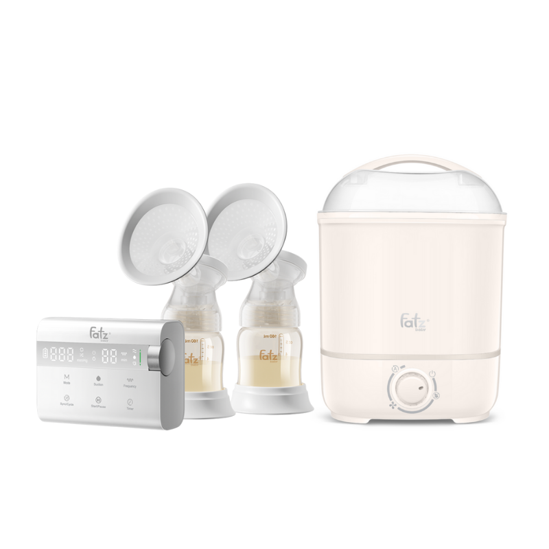 Combo Máy Hút Sữa Điện Đôi Rung Mát Xa Fatzbaby Resonance 14 Plus + Máy Tiệt Trùng Hơi Nước Sấy Khô Fatzbaby Sumo 4