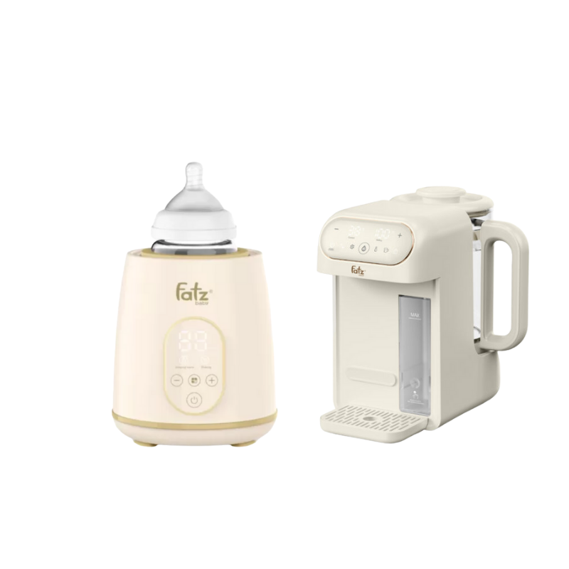 Combo Máy Lắc Và Giữ Ấm Bình Sữa Thông Minh Cho Bé Fatzbaby Shake 2 + Máy Đun Và Hâm Nước Pha Sữa Thông Minh Tiện Lợi Fatzbaby Smart 12 Plus