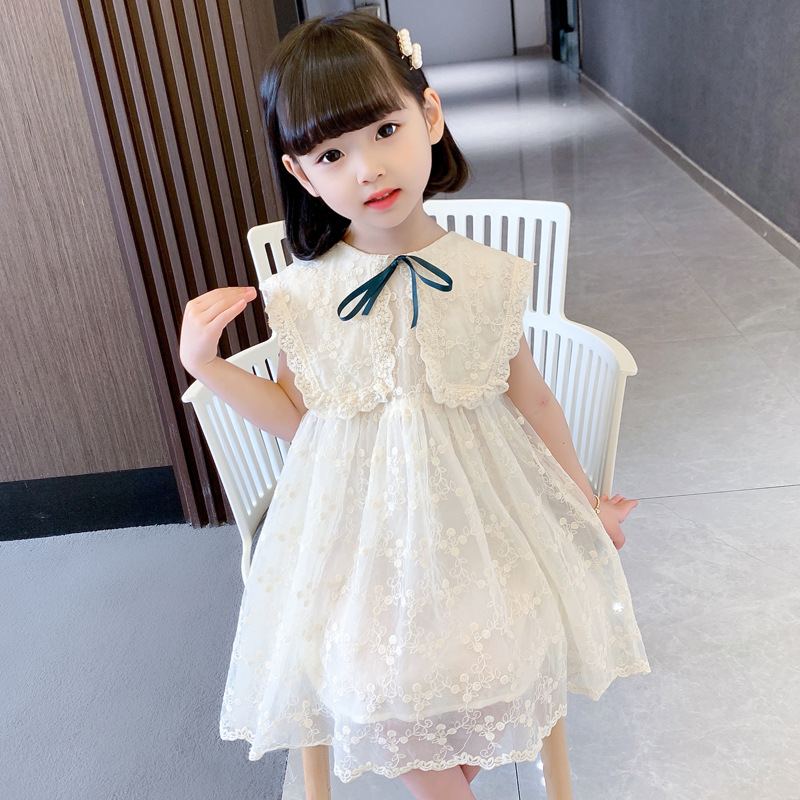 DV544 - Đầm Tiểu Thư Cho Bé Phối Ren - Màu Trắng