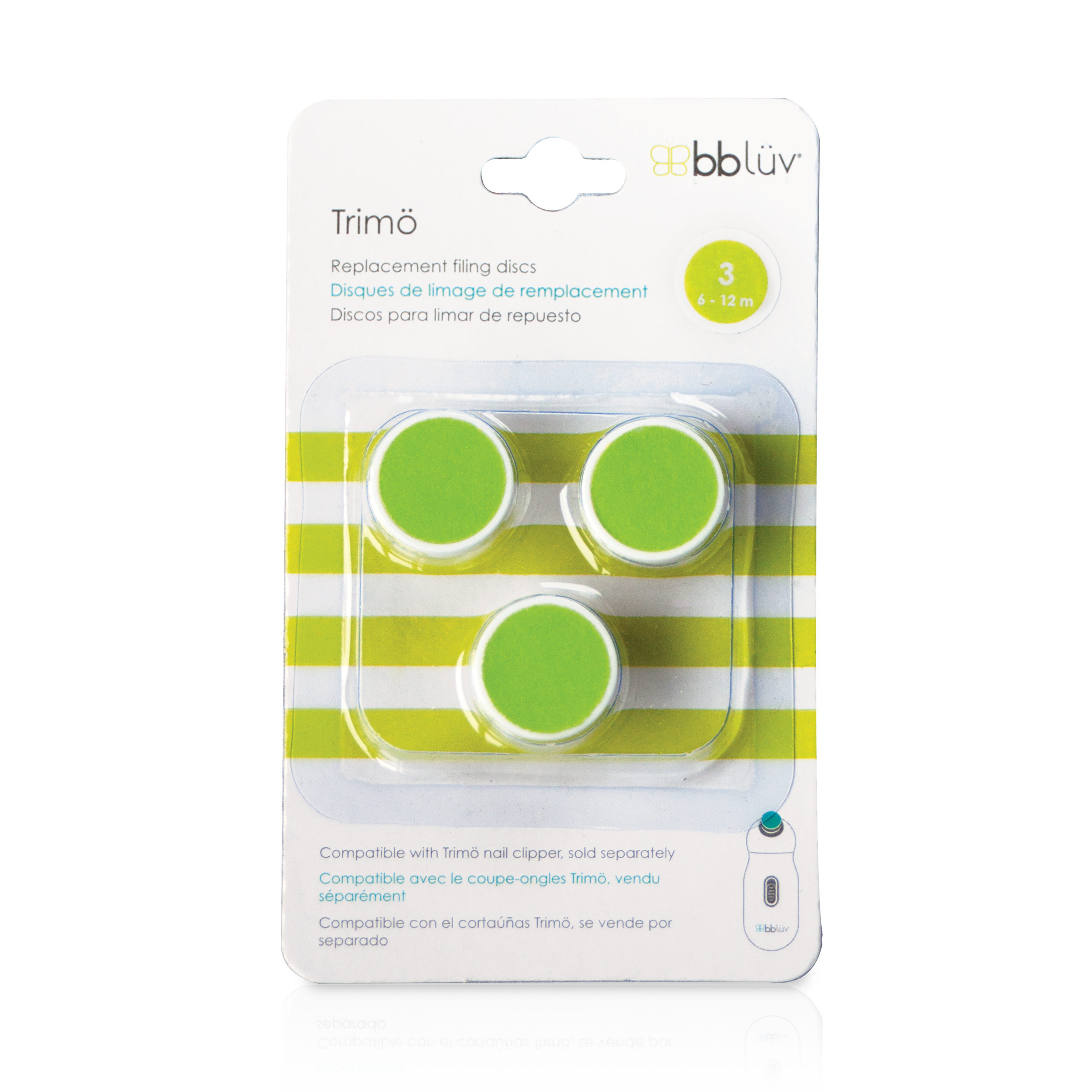 Phụ kiện - Bộ 3 đầu dũa thay thế cho Máy dũa móng tay bbluv Trimo - giai đoạn 3: 6-12m (Green)