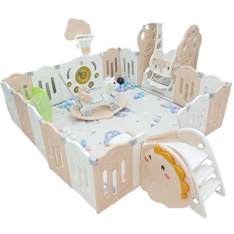 Quây Khủng Long Xích Đu Cầu Trượt Ngựa Holla HL-08196 (1m9x2m5) - Màu Hồng