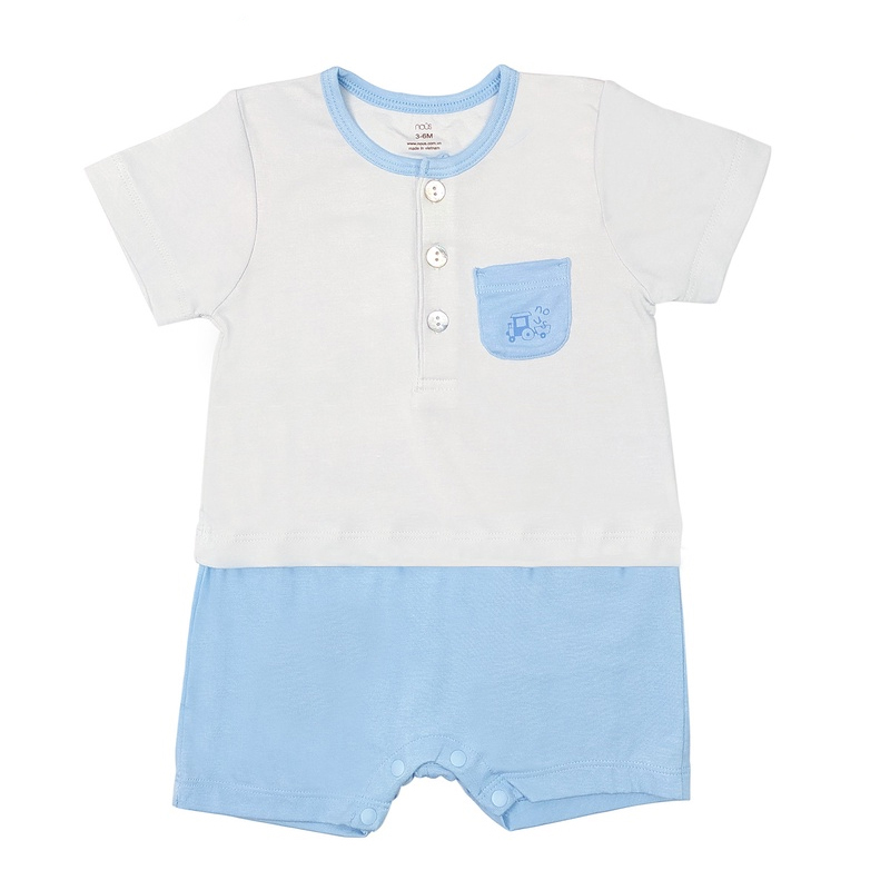 S612S1M165 - Bộ quần áo Nous Body cộc vải Nu Petit - Màu xanh trơn
