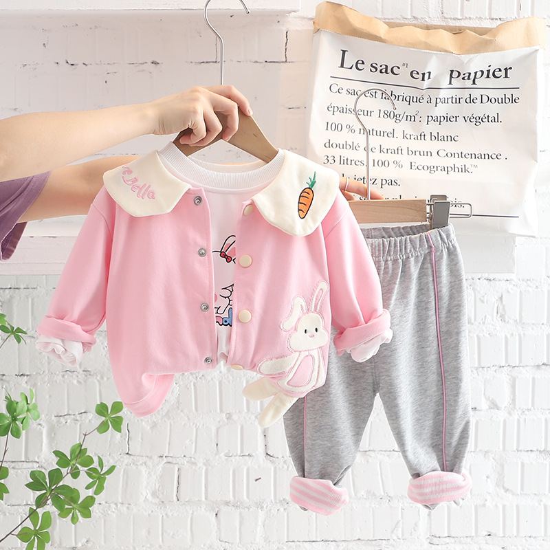 SG527 - Set Quần Áo Và Áo Khoác Thỏ Con Dễ Thương - Màu Hồng
