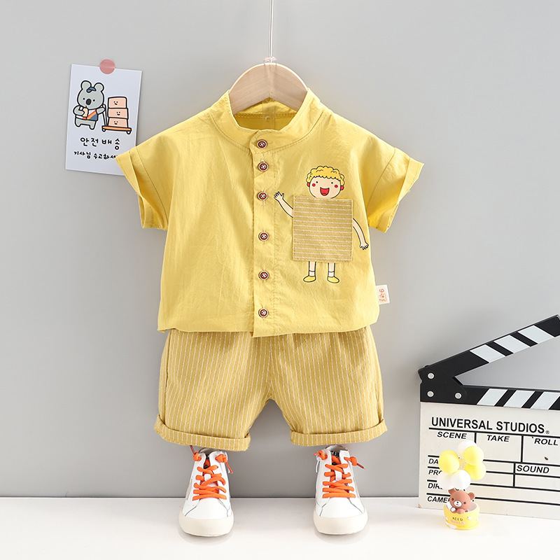 ST565 - Set Quần Và Áo Sơ Mi Cổ Trụ Cho Bé Trai - Màu Vàng