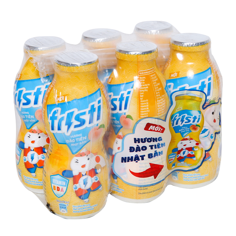 Sữa chua uống Fristi vị đào tiên Nhật Bản - Lốc 6 chai 80ml