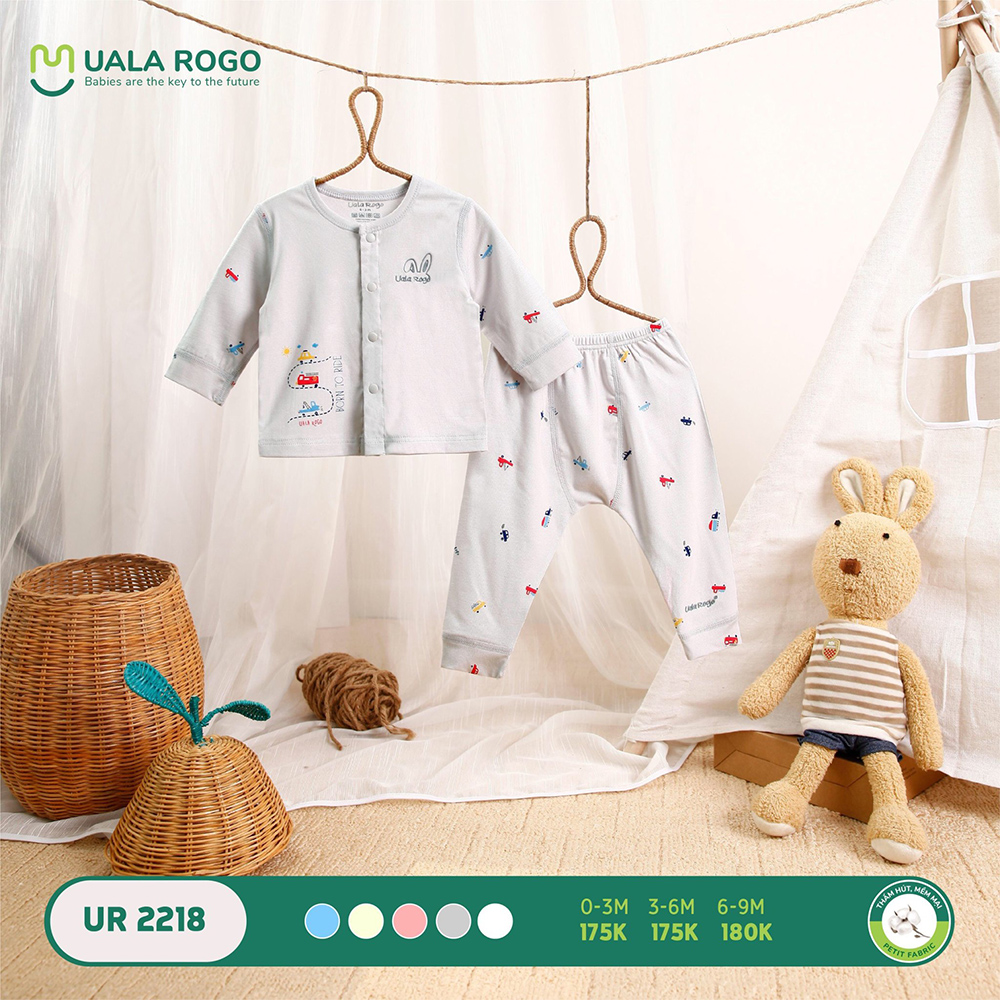 UR2218.5 - Bộ dài tay cài giữa vải petit Uala Rogo - Màu xám