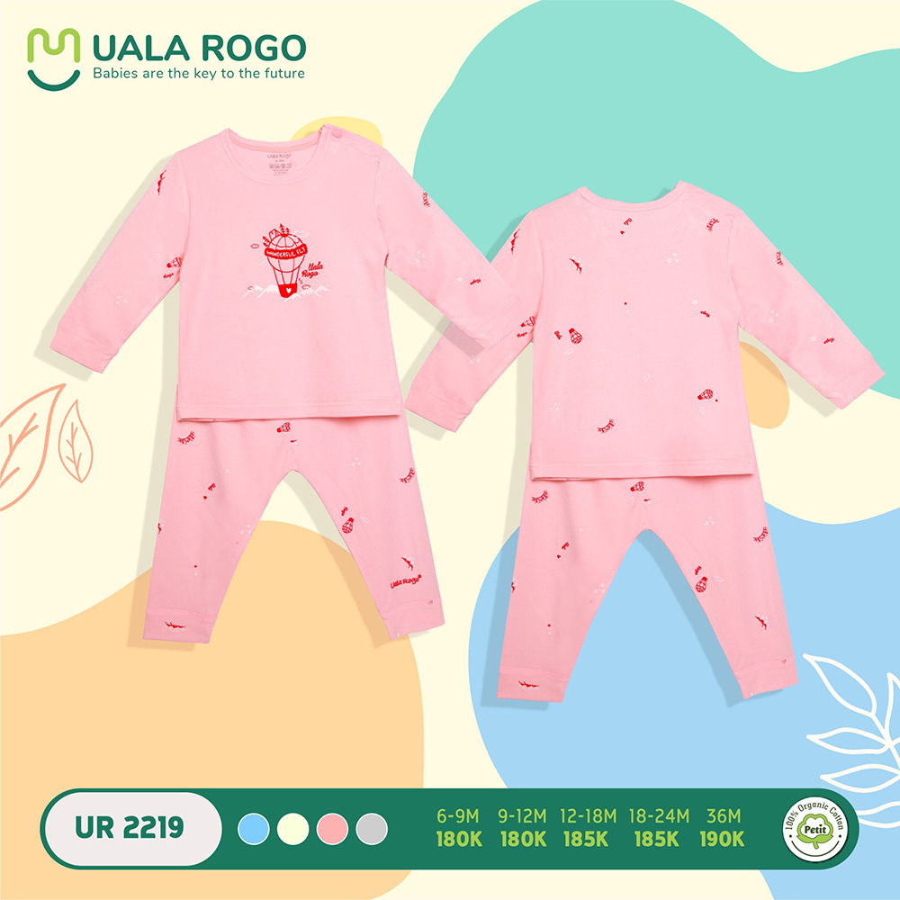 UR2219.1 - Bộ dài tay cài vai vải petit Uala Rogo - Hồng