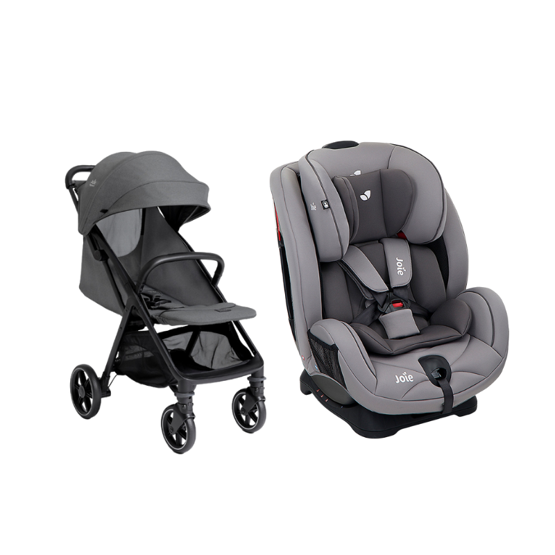 Xe Đẩy Trẻ Em Joie Parcel LX Signature Ebony + Ghế ngồi ô tô trẻ em Joie Stages Gray Flannel