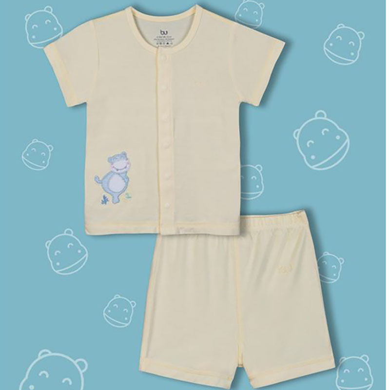 BB010. yellow- Set đồ đùi tay ngắn cúc giữa cho bé- Bu