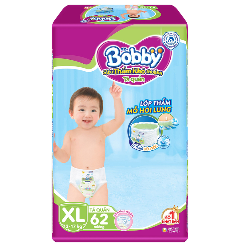 Bỉm - Tã quần Bobby 1805 Size XL - 62 miếng (12 - 17kg)