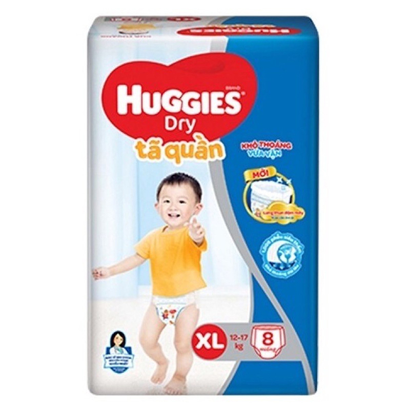 Bỉm - Tã quần Huggies size XL - 8 miếng (Cho bé 12 - 17kg)