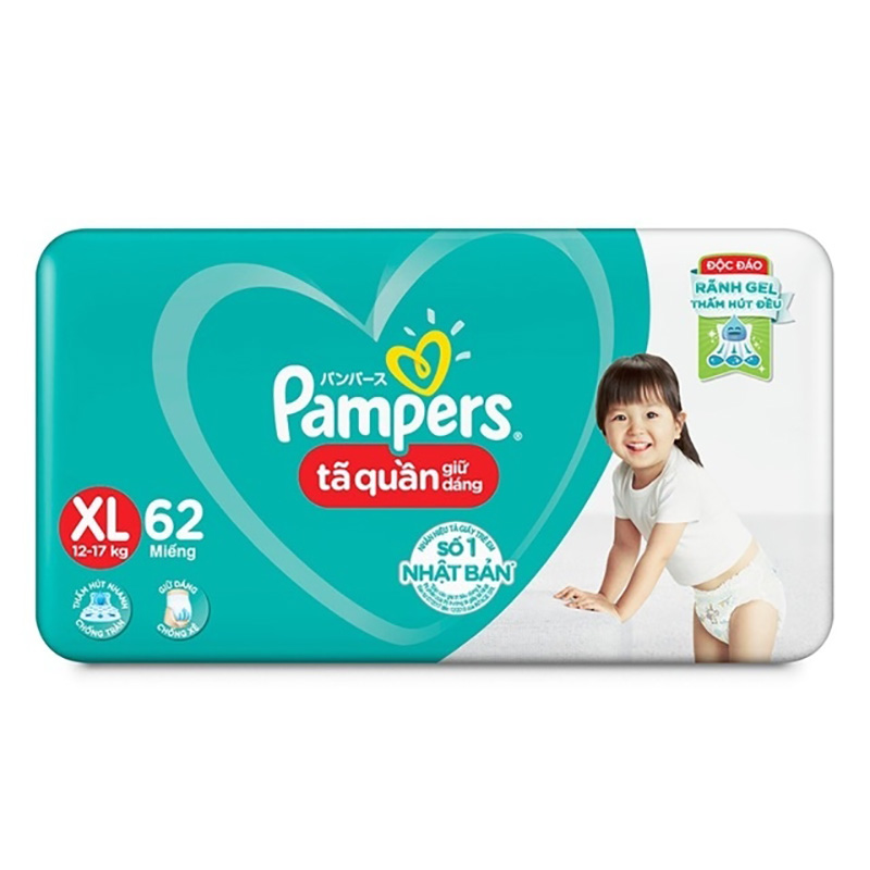 Bỉm - Tã quần Pampers SJ KM NTD size XL 62 miếng (Bé 12-17kg)