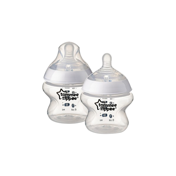 Bình Sữa Ty Siêu Mềm Tự Nhiên Tommee Tippee Closer To Nature 150ml, Núm Ty Đi Kèm 0-3 Tháng (Bình Đôi)
