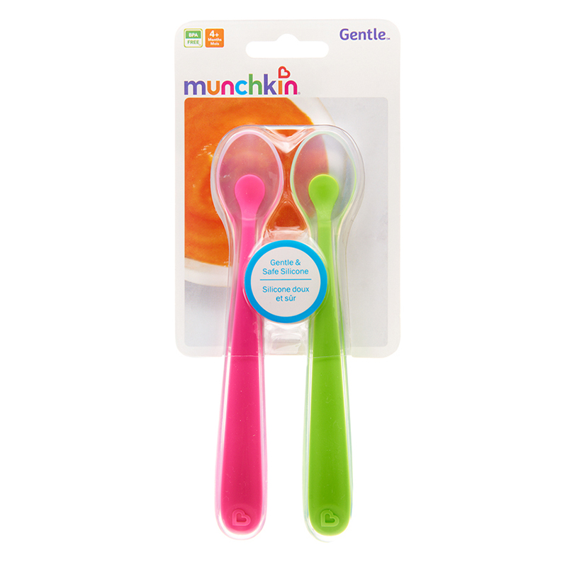 Bộ thìa Silicone Munchkin (2 chiếc) (màu hồng + xanh lá)