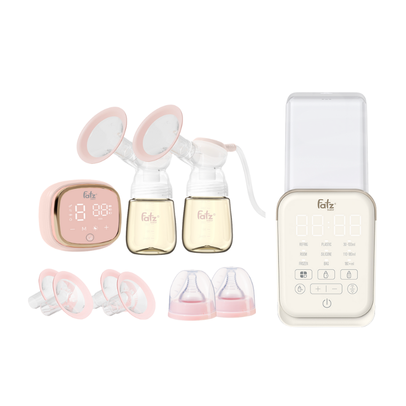Combo áy Hút Sữa Điện Đôi - Fatzbaby Resonance 6+ Plus + Máy Hâm Sữa Và Tiệt Trùng Fatzbaby Mono 14