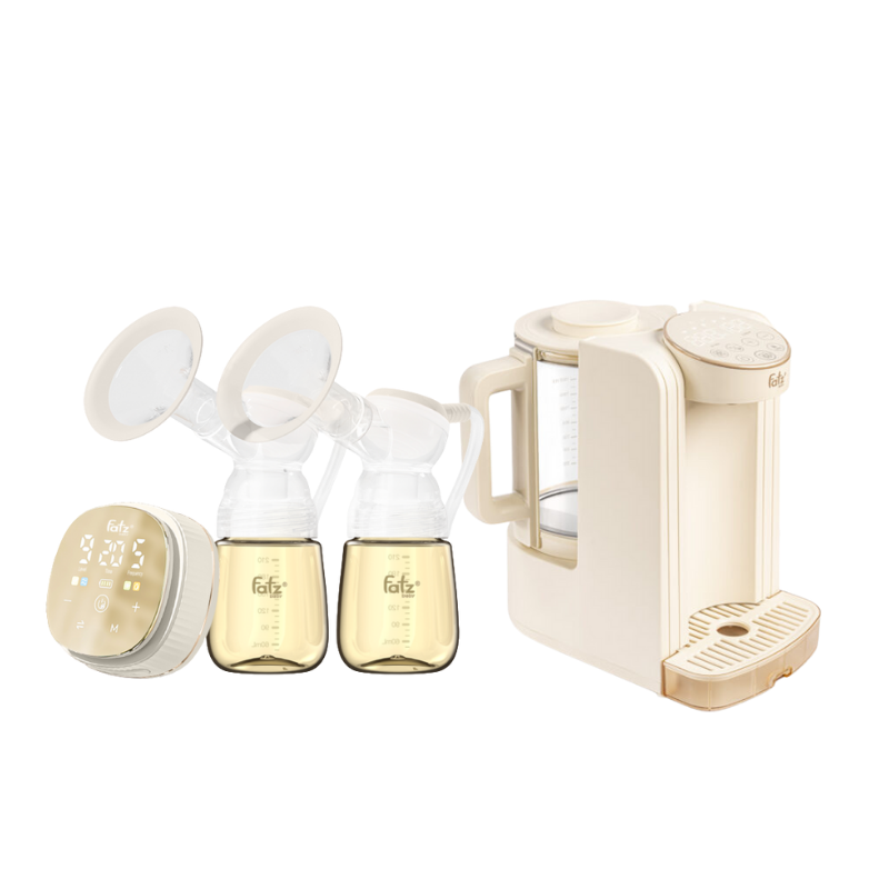 Combo Máy Hút Sữa Điện Đôi Fatzbaby Resonance 12 Plus + Máy Đun Và Hâm Nước Pha Sữa Thông Minh Tiện Lợi Fatzbaby Smart 8 Plus