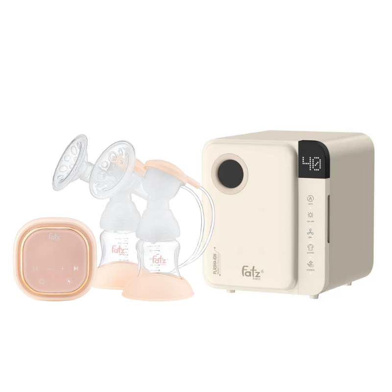 Combo Máy Hút Sữa Điện Đôi Fatzbaby Resonance 3 + Máy Tiệt Trùng Sấy Khô Fatzbaby UVC-LED Công Nghệ Nano Plasma Ion PLASMAX 1