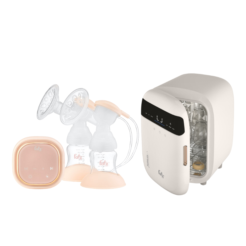 Combo Máy Hút Sữa Điện Đôi Fatzbaby Resonance 3 + Máy Tiệt Trùng Sấy Khô Fatzbaby UVC-LED Công Nghệ Nano Plasma Ion PLASMAX 3